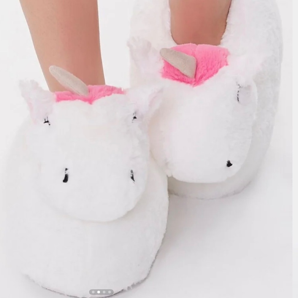 NWT FOREVER 21 PLUSH UNICORN SLIPPERS L - Picture 2 of 7